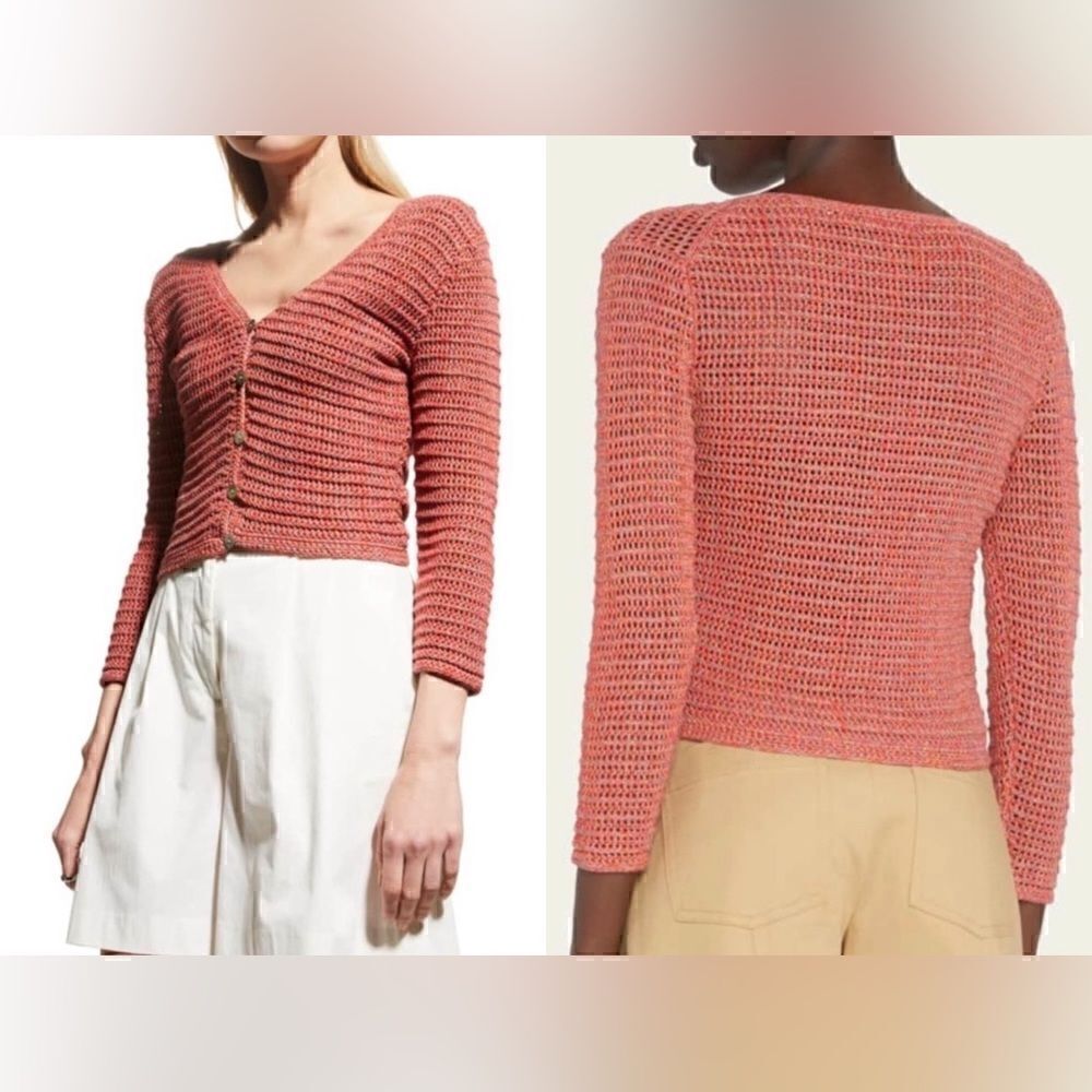 Vince NWT Marled-Knit Cardigan Coral Size Medium